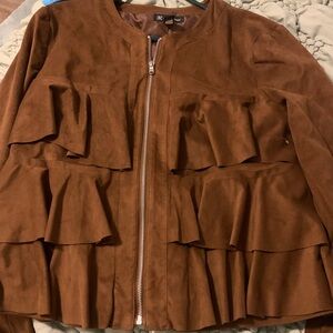 INC International Concepts Brown Ruffled Blazer